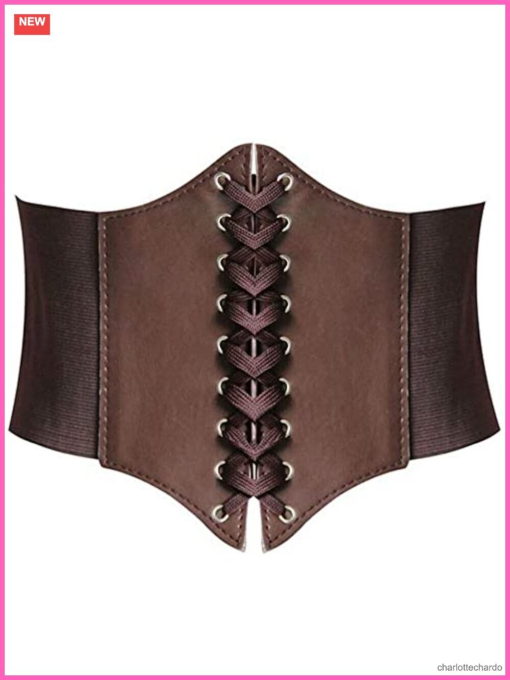 Lace-up Waspie Corset Belt Women Vintage Waist Cincher Faux Leather